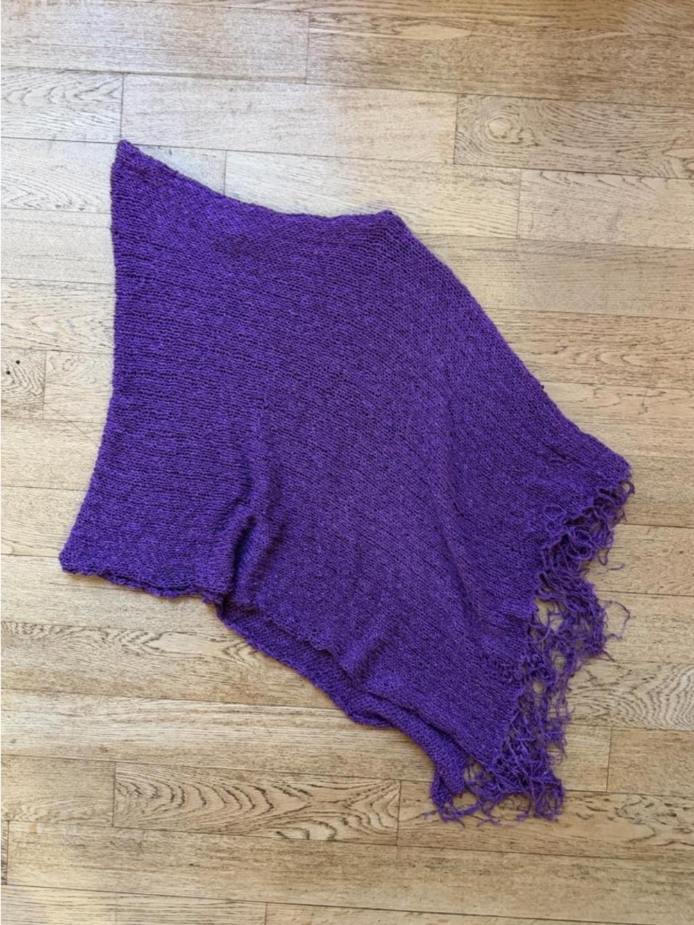 Women's Purple Knit Poncho Sweater - Lightweight Draped Style